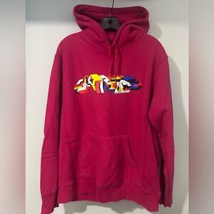 Supreme Delta Multicolor Logo Hoodie in Fuchsia